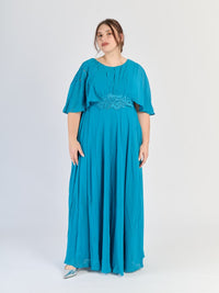 Lungo abito plus size Verde acqua, ideale per eventi estivi e formali
