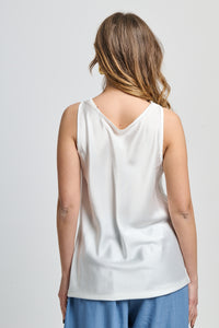 Canotta bianca stilosa concollo a cravatta soft