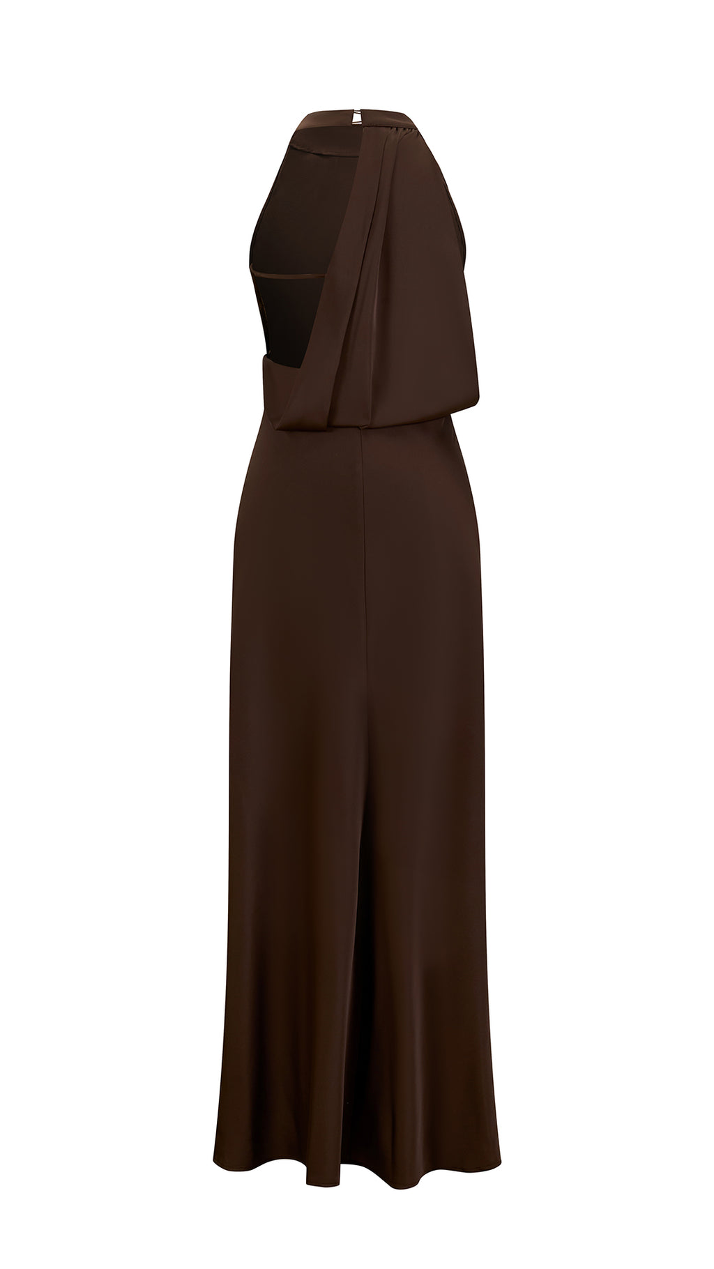 Abito Lungo Donna Senza Maniche Halter, Collo a Drappeggio con Nastro Decorativo, Modello Fluido Elegante per Feste e Cerimonie