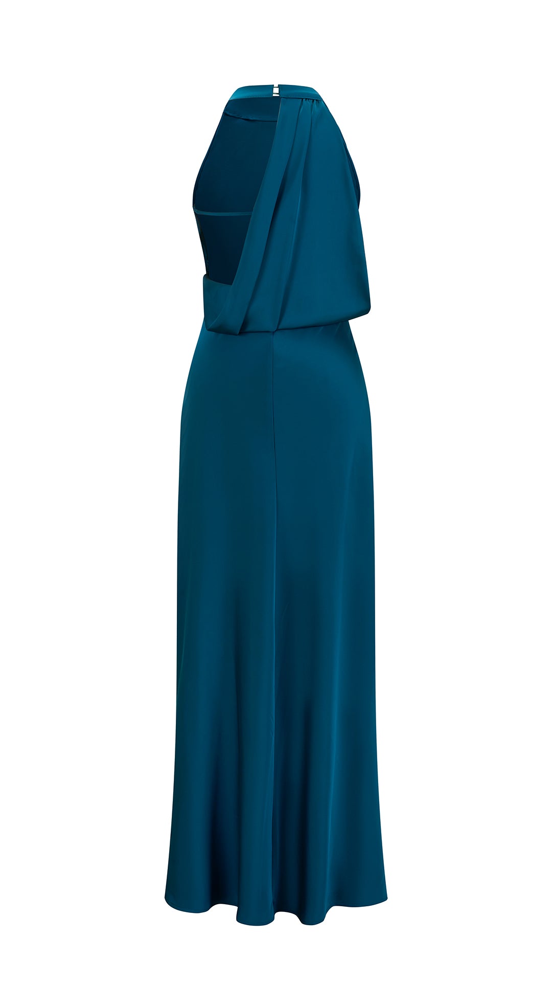 Abito Lungo Donna Senza Maniche Halter, Collo a Drappeggio con Nastro Decorativo, Modello Fluido Elegante per Feste e Cerimonie