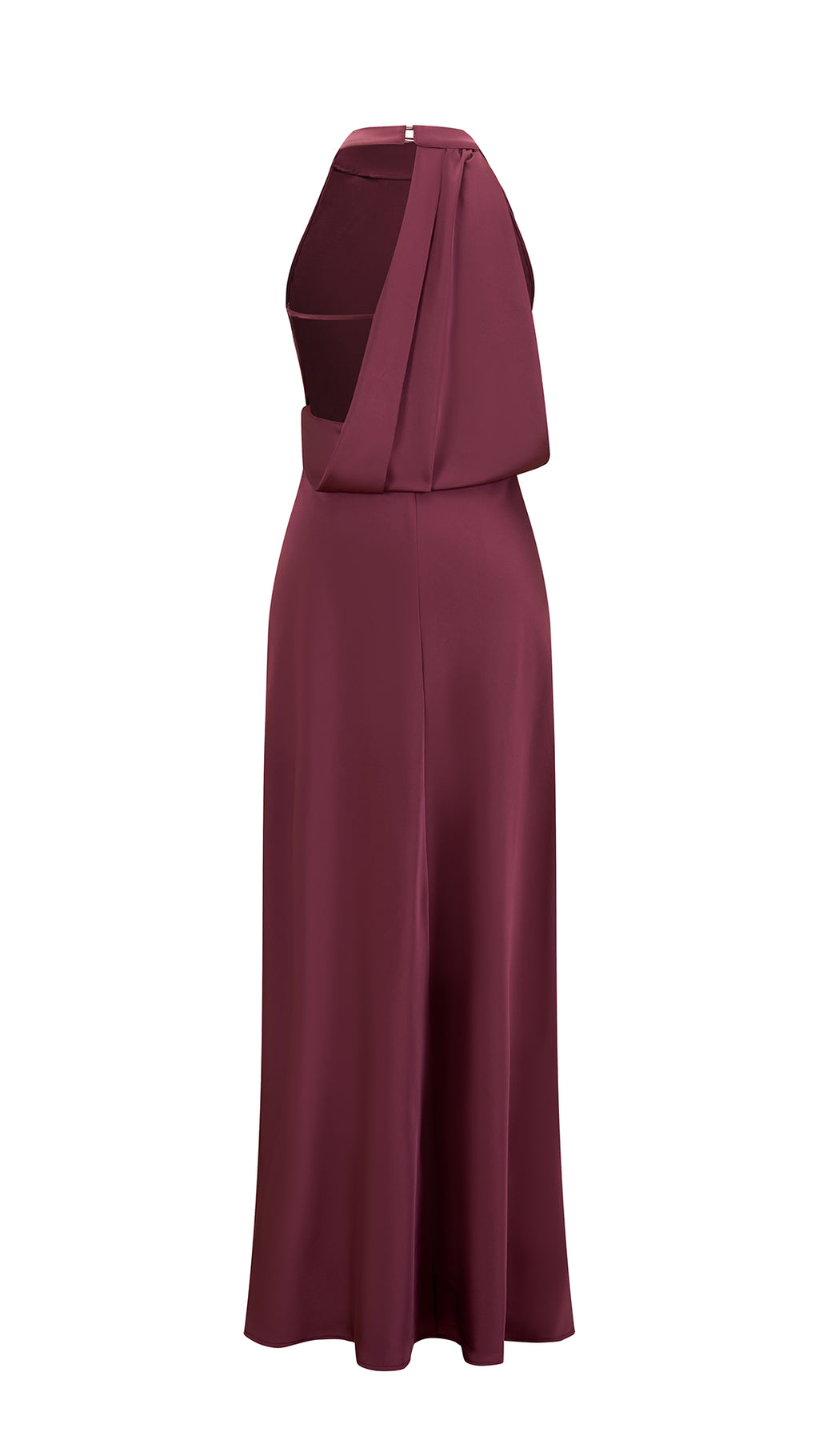 Abito Lungo Donna Senza Maniche Halter, Collo a Drappeggio con Nastro Decorativo, Modello Fluido Elegante per Feste e Cerimonie
