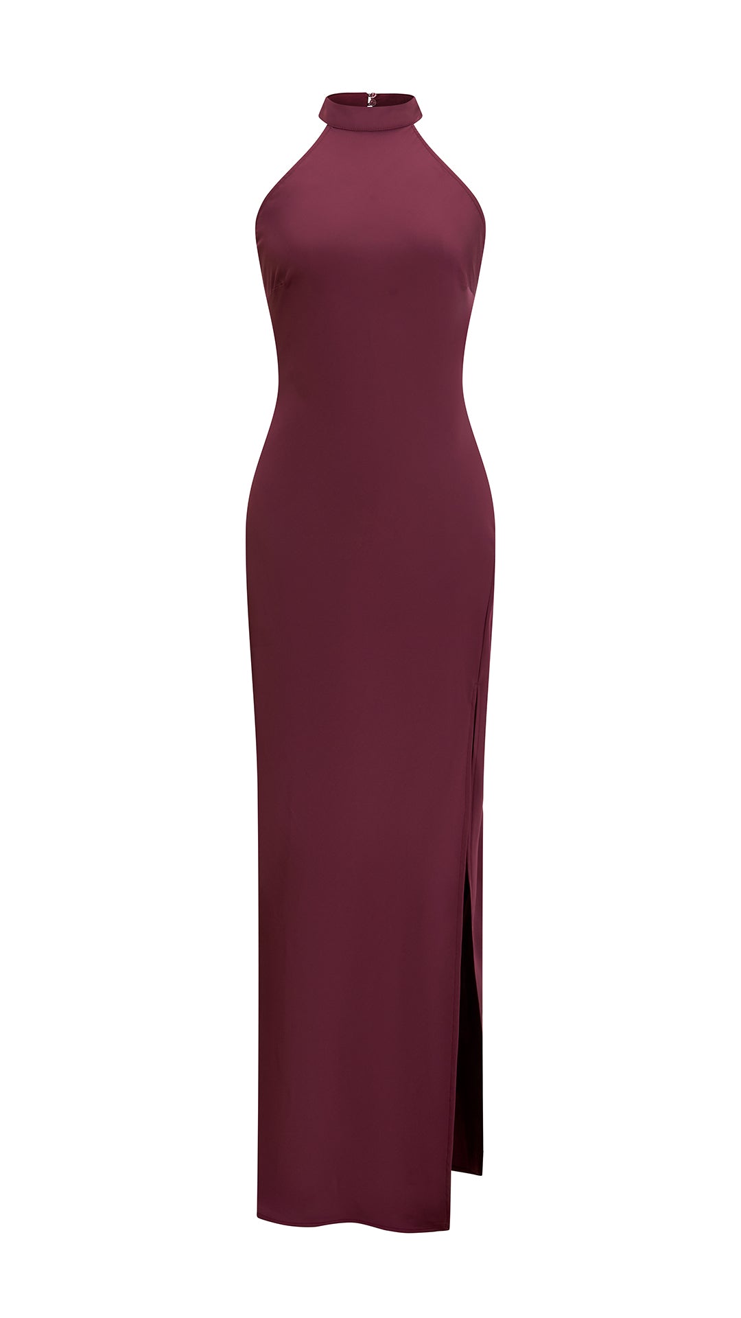 Abito Lungo Donna Scollatura Halter, Modello Aderente con Spacco Laterale, Abito da Cerimonia Elegante per Feste