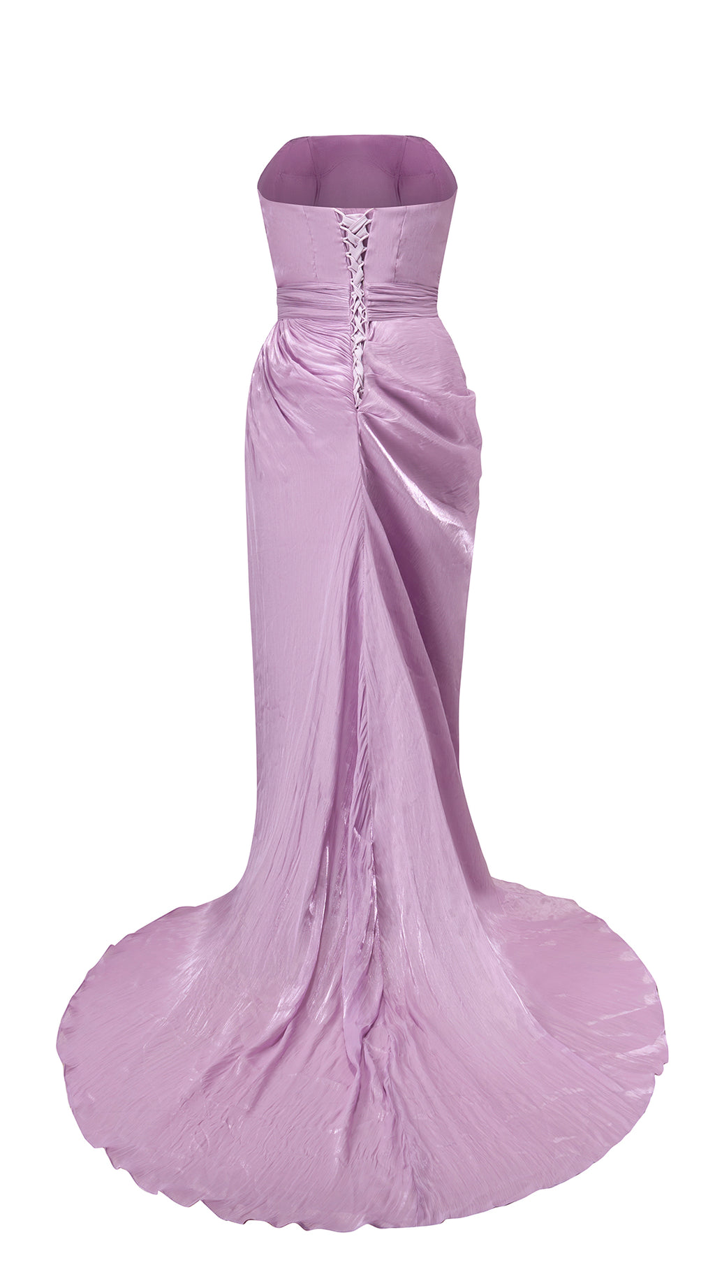 Abito Lungo Donna Senza Spalline a Pieghè, Gonna Drappeggiata con Spacco e Strascico, Elegante per Matrimoni e Serate di Gala