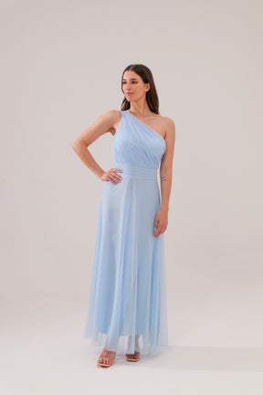 Lily One Shoulder Tulle Long Dress